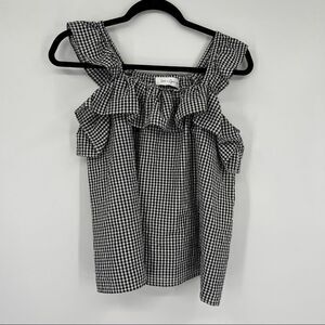 Luca + Grace Women's Ruffle Sleeveless Plaid Gingham Blouse In Black White